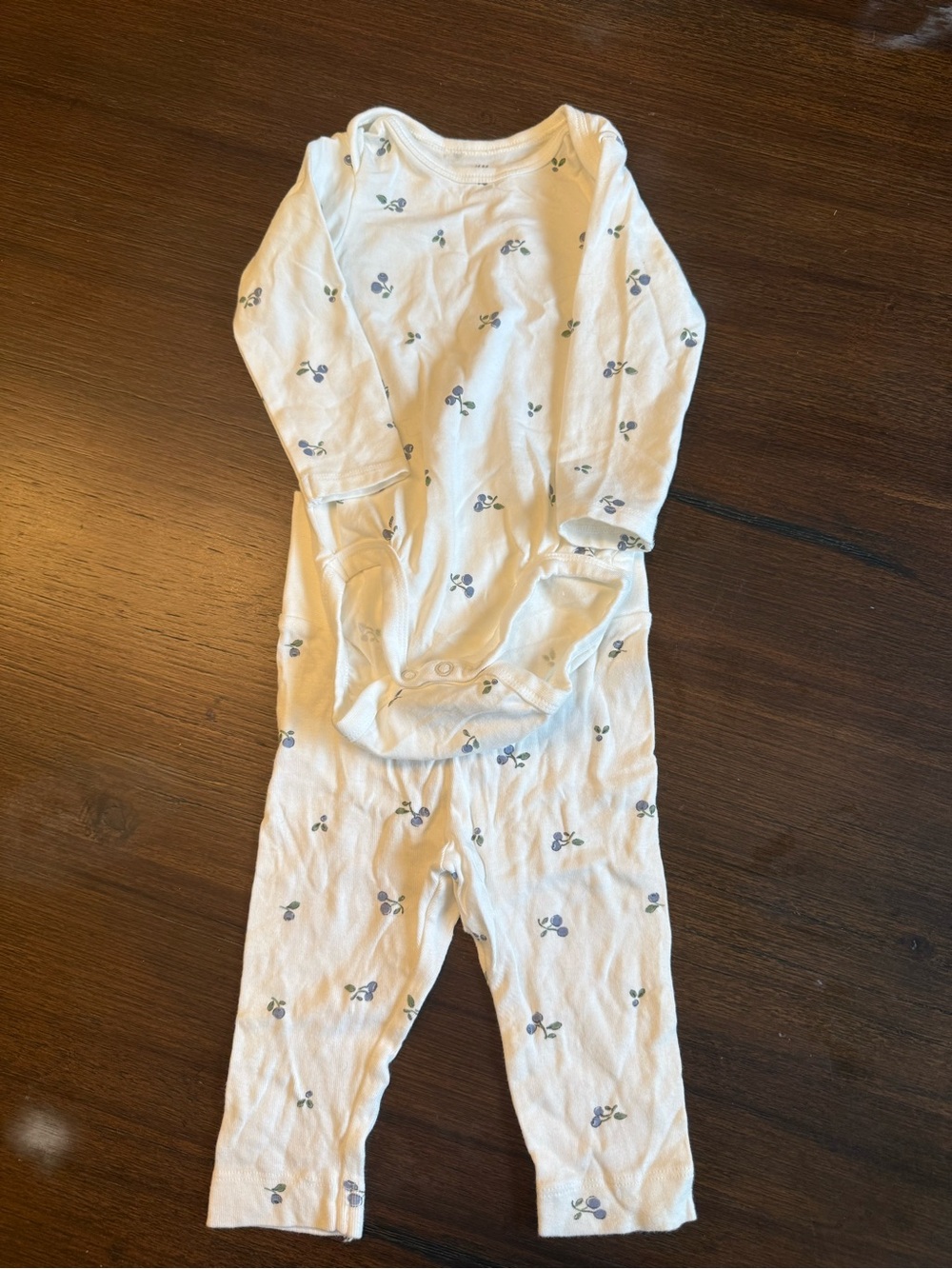 White & Blue Cherry Print Kids set